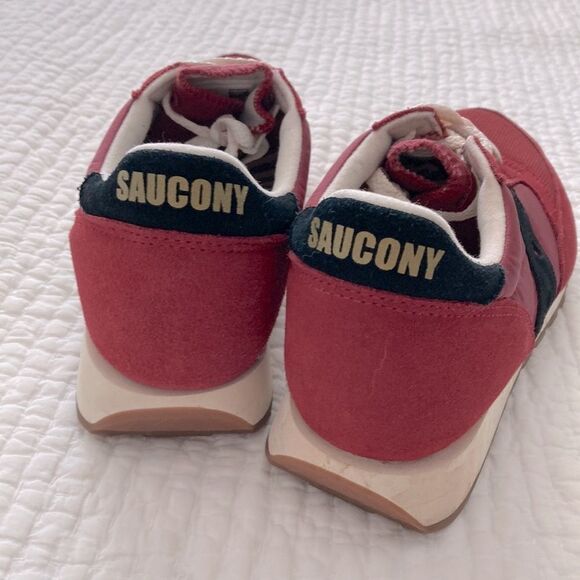 Saucony Red Suede White Laces Running Athletic Retro Sneakers Men’s Size 9 - Picture 4 of 8